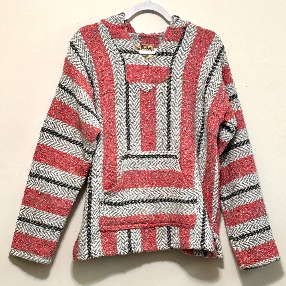 Baja Joe Mexican pullover hoodie “Drug Rug”
Coral Gray Black Front Pocket Size S